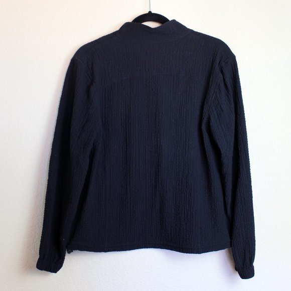 Orvis Black Zip Up Lightweight Crinkle Textured Jacket size Medium Petite - Picture 3 of 4